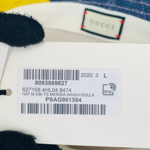 NWT Gucci stripe fedora hat in yellow size L(59cm) - Picture 9 of 13